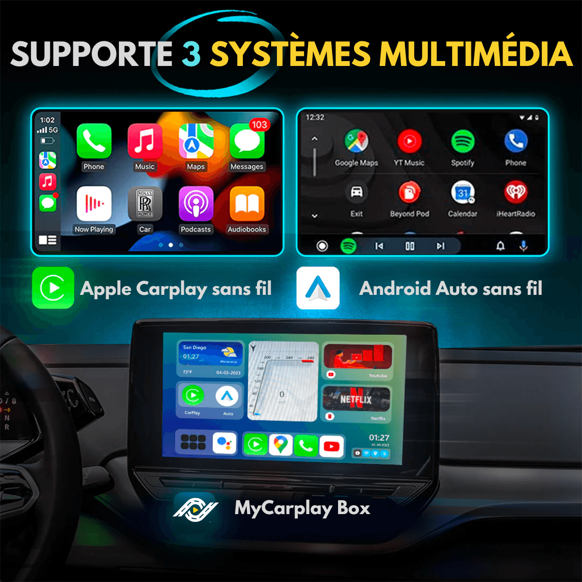 La Box Mycarplay : CarPlay/Android Auto & Streaming Sans Fil - Mycarplay